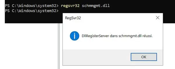 AD - regsvr32 schmmgmt.dll - Exemple