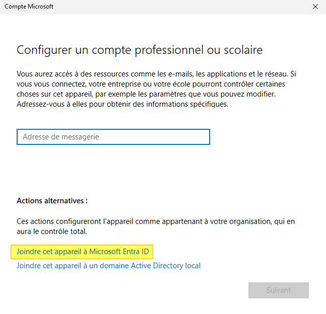 Windows 11 23H2 - Microsoft Entra Joined - Etape 2