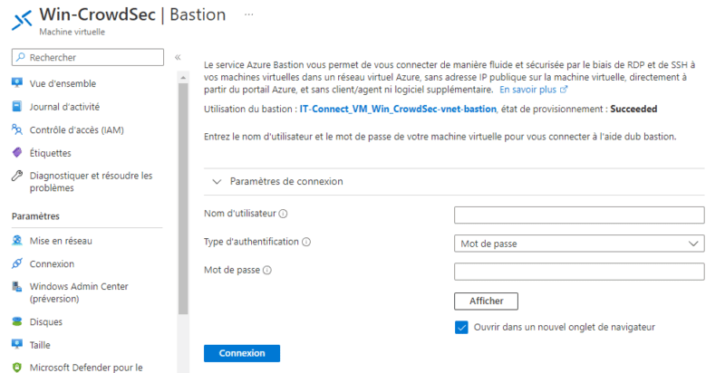 Azure - Connexion au Bastion