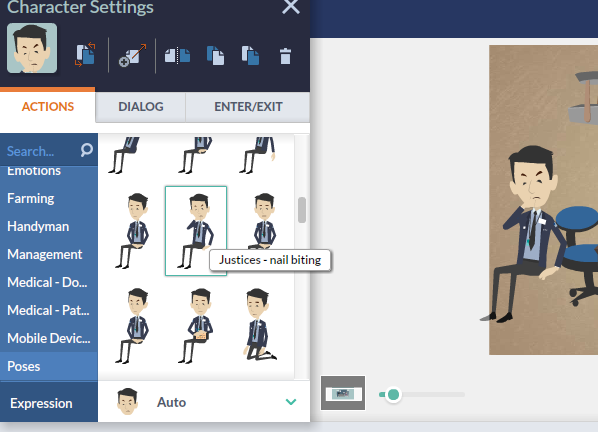 GoAnimate - Posture du personnage