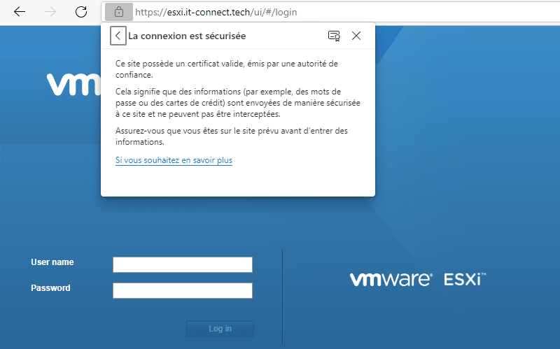 VMware ESXi - Certificat valide connexion HTTPS