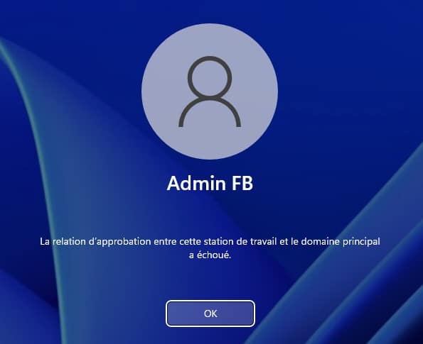 Windows 11 - Relation approbation erreur