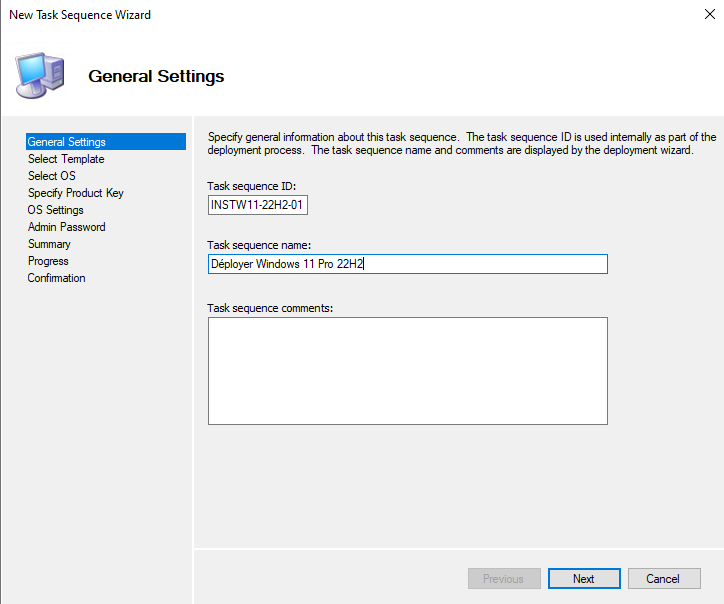MDT avec Windows Server 2022 - Créer une séquence de tâches - Etape 2