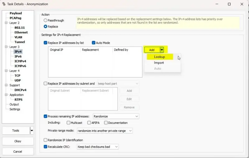 TraceWrangler - Config IPv4