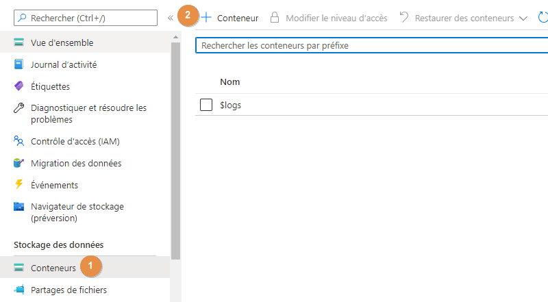 Microsoft Azure - Créer un conteneur de stockage