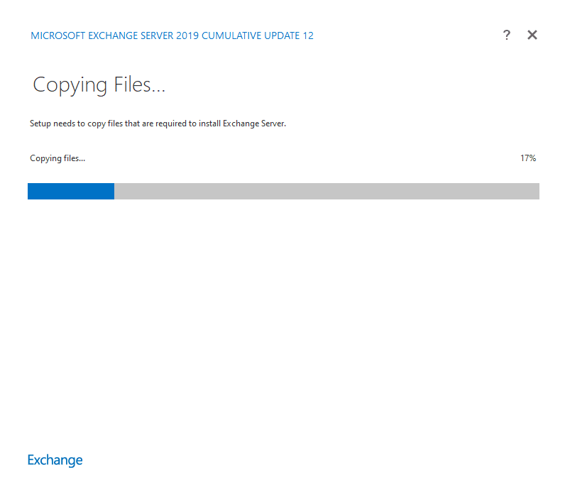 Installer Exchange Server 2019 - Etape Copying Files