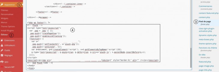 Insertion du code Javascript Piwik dans le code du CMS WordPress installation-piwik-14