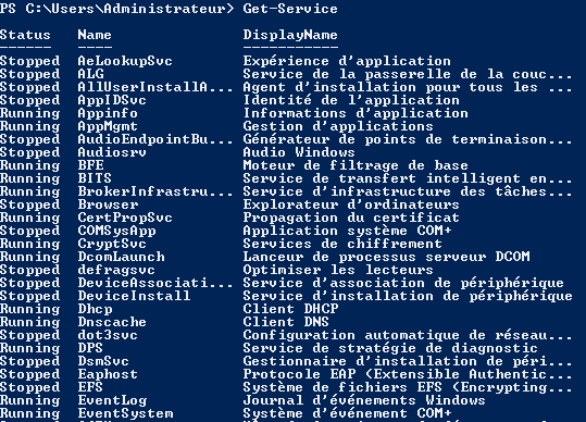 Visualisation de l'état des services en PowerShell get-service-01