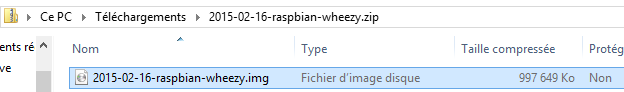 Extraire l'image de Raspbian