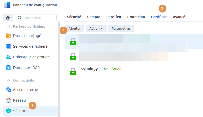Synology - Ajouter un certificat SSL