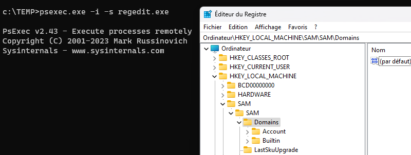 Accès à la base SAM de Windows