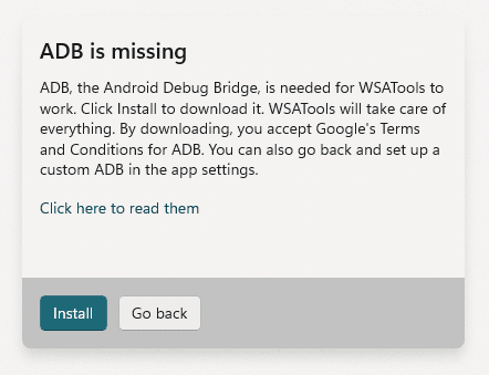 WSATools - ADB is missing