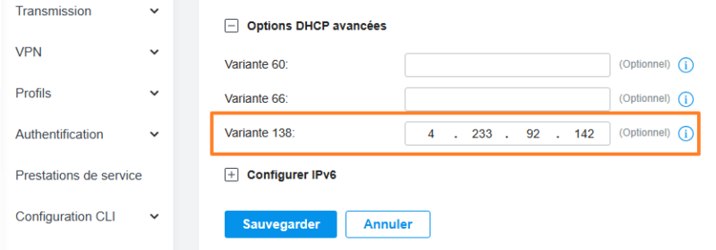 Routeur TP-Link - DHCP Option 138