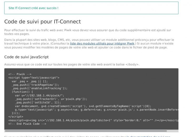 Code Javascript fournis par Piwik installation-piwik-08