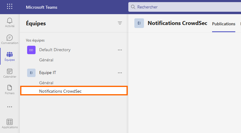 Microsoft Teams - Canal notifications CrowdSec