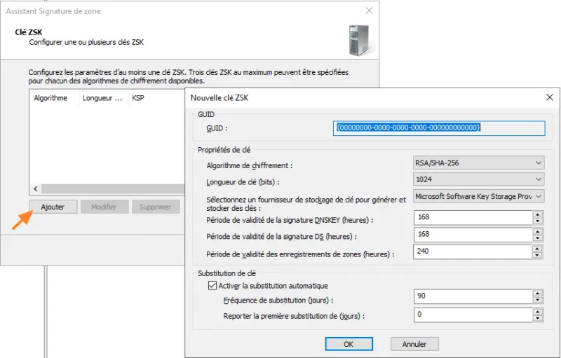 Windows Server 2022 - AD DNSSEC - Clé ZSK