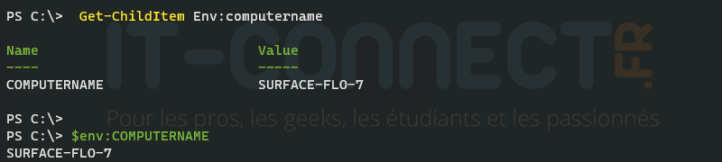 Variable d'environnement COMPUTERNAME en PowerShell