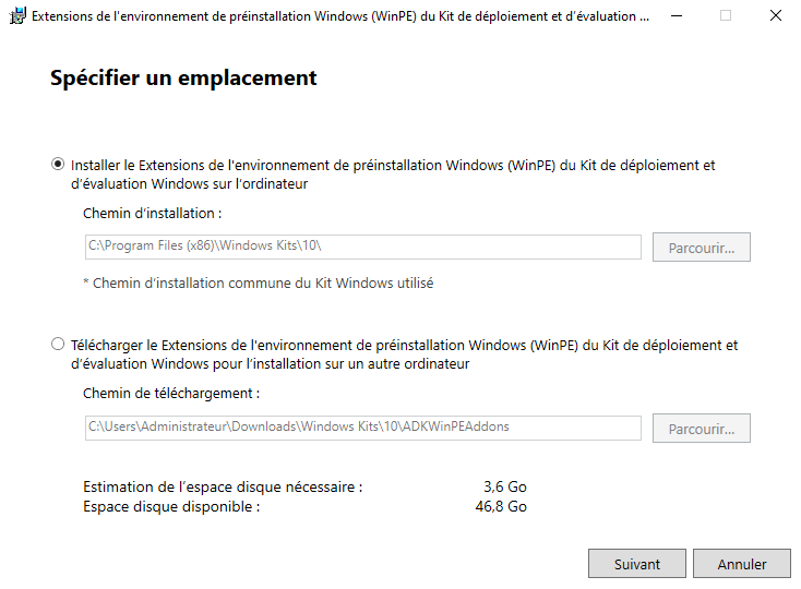 Windows Server 2022 - Installer extension WinPE pour MDT - Etape 2