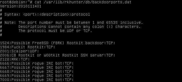 Contenu de la liste des ports backdoors vérifiés par RKhunter rkhunter-linux-securisation-02