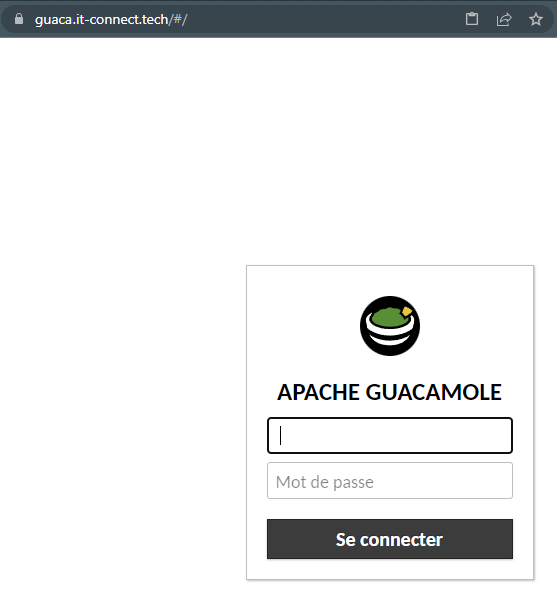 Apache Guacamole - Sans guacamole dans URL Web