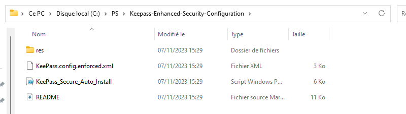 Fichier config KeePass Hardening