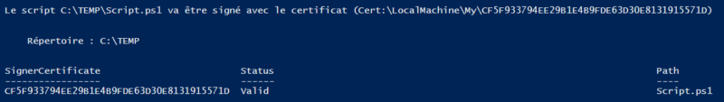 Signer un script PowerShell - Certificat auto-signé