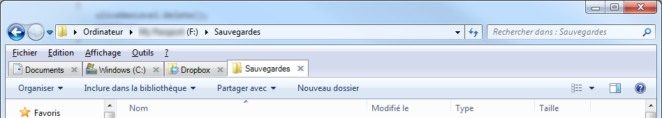 QTTabBar en action sur Windows 7 (64 bits).