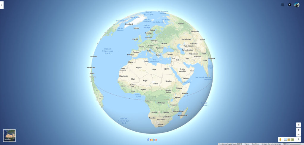 Google Maps Terre sphère
